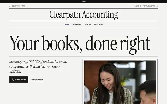Sample Editorial website for a firm, on a desktop